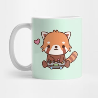 Cute Gamer Red Panda Playing Video Games Mug